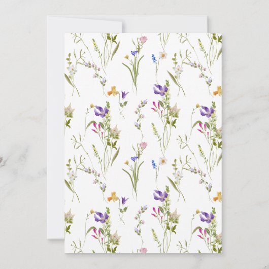 水エレガント色の野生の結婚花 招待状 (裏面)