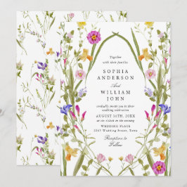 水エレガント色の野生の結婚花 招待状