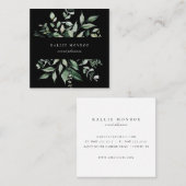 水エレガント色の野生の葉の暗い スクエア名刺 (正面/裏面)