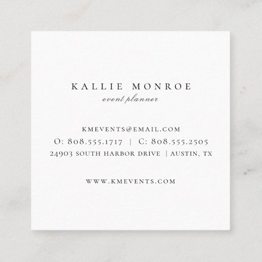 水エレガント色の野生の葉ダークブルー スクエア名刺 (裏面)