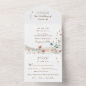 水エレガント色の野結婚花の写真 オールインワン招待状 (内側)