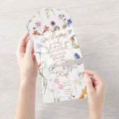 水エレガント色の野結婚花 オールインワン招待状 (貼ってはがせる)