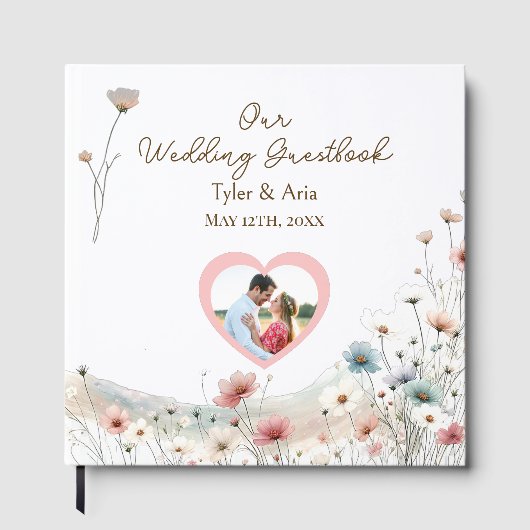 水エレガント色の野結婚花 ゲストブック (正面)
