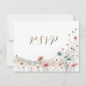 水エレガント色の野結婚花 出欠カード (正面)