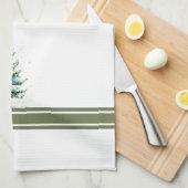 水エレガント色の雪のトウヒの木モノグラムの キッチンタオル (四つ折り)