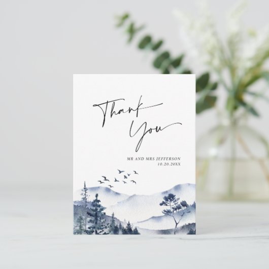 水エレガント色の霧の森ありがとう ポストカード (スタンド正面)