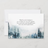 水エレガント色の霧の森の結婚写真 サンキューカード (裏面)