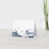 水エレガント色の霧の森の結婚写真 サンキューカード (裏面)