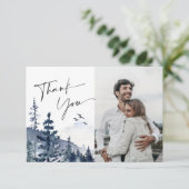 水エレガント色の霧の森の結婚写真 サンキューカード (スタンド正面)