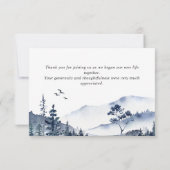 水エレガント色の霧の森の結婚写真 サンキューカード (裏面)