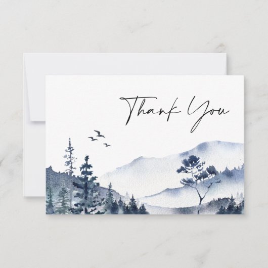 水エレガント色の霧の結婚森 サンキューカード (正面)