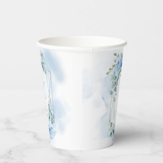 水エレガント色の青いフローラの結婚緑 紙コップ (右)