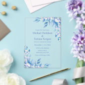 水エレガント色の青い冬の結婚緑 アクリル招待状 (インサイチュ (ウェディング))