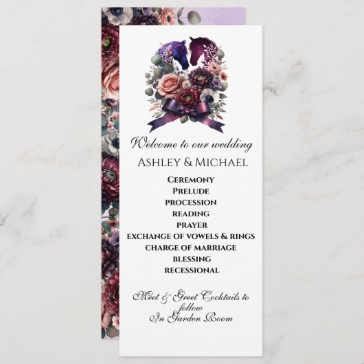 水エレガント色の馬術結婚の プログラム (正面/裏面)