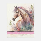 水エレガント色の馬 フリースブランケット (正面)