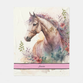 水エレガント色の馬 フリースブランケット