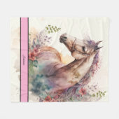 水エレガント色の馬 フリースブランケット (正面(横))