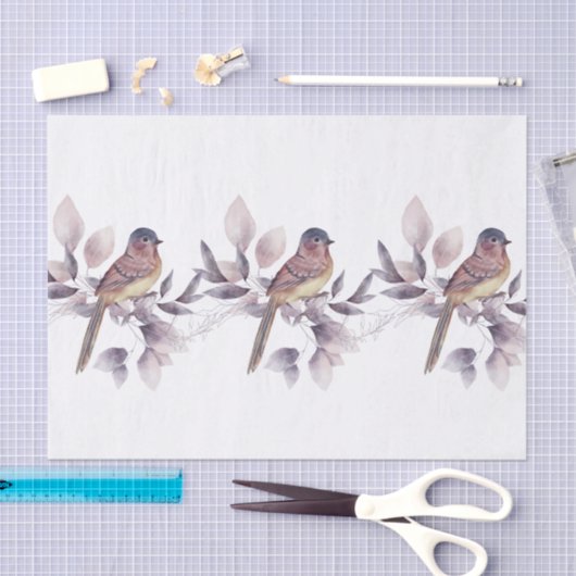 水エレガント色の鳥のパターンのギフトデカップページ 薄葉紙 (クラフト)