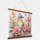 水エレガント色の鳥のフローラアートリアル 吊り下げ型タペストリー (傾斜あり)