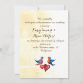 水エレガント色の鳥結婚式招待状 招待状 (裏面)