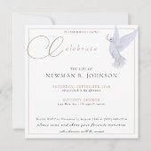 水エレガント色の鳩お祝いの写真 招待状 (裏面)