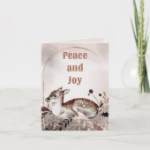 水エレガント色の鹿の平和と喜びクリスマス カード (正面)