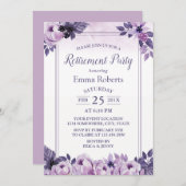 水エレガント色のMauveフローラ退職パーティー 招待状 (正面/裏面)