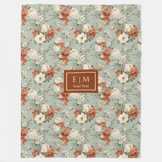 水エレガント色は銅とセージを投げる フリースブランケット (正面)