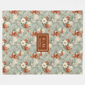 水エレガント色は銅とセージを投げる フリースブランケット (正面(横))