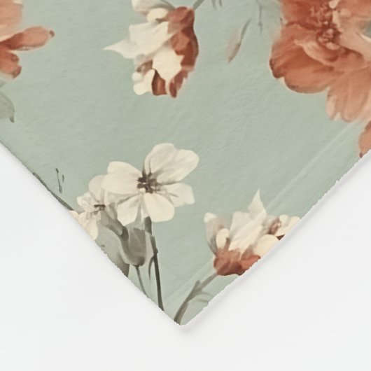 水エレガント色は銅とセージを投げる フリースブランケット (角)