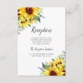 水エレガント色ひまわりウェディングレセプション エンクロージャーカード (正面)