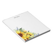 水エレガント色ひまわりパーソナライズされた ノートパッド (アングル)