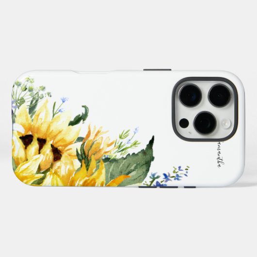 水エレガント色ひまわりフローラパーソナライズされた Case-Mate iPhoneケース (裏面 (横))