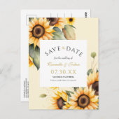 水エレガント色ひまわりボホ日付を保存 ポストカード (正面/裏面)