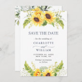 水エレガント色ひまわりユーカリ結婚ス セーブザデート (正面/裏面)