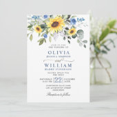 水エレガント色ひまわりユーカリ結婚ス 招待状 (スタンド正面)