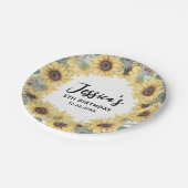 水エレガント色ひまわりリース枠誕生日 ペーパープレート (アングル)