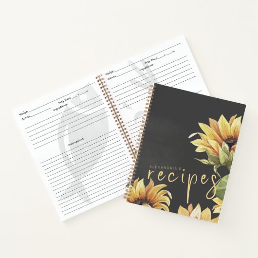水エレガント色ひまわり名レシピ帳 ノートブック (内部)