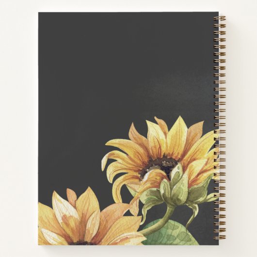 水エレガント色ひまわり名レシピ帳 ノートブック (裏面)