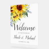 水エレガント色ひまわり結婚の歓迎 アクリルサイン (傾斜)