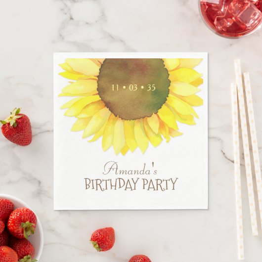 水エレガント色ひまわり誕生日パーティー スタンダードランチョンナプキン (インサイチュ)