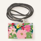 水エレガント色ひまわり赤面フローラ灰色 バッジ (裏面ランヤード)