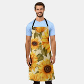 水エレガント色ひまわり エプロン (着用した状態)