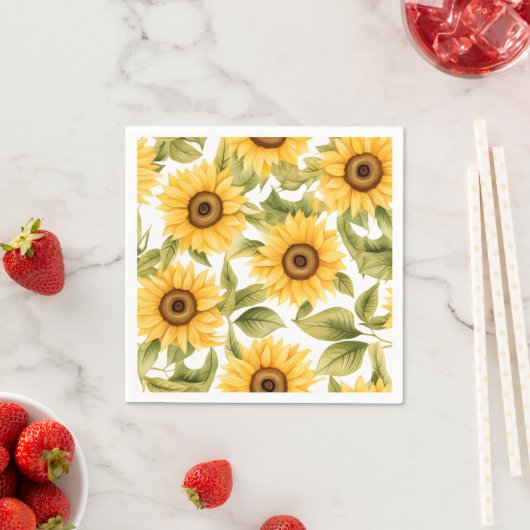 水エレガント色ひまわり スタンダードカクテルナプキン (インサイチュ)