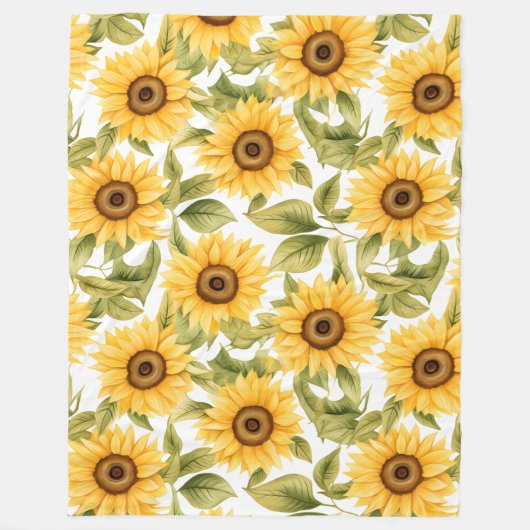 水エレガント色ひまわり フリースブランケット (正面)