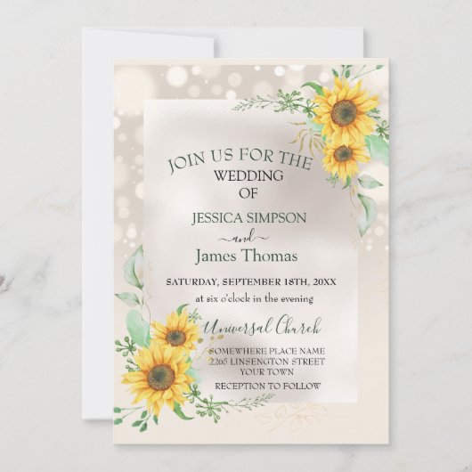 水エレガント色ひまわり 招待状 (正面)