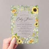 水エレガント色ひまわり&緑 アクリル招待状 (インサイチュ (ポータブル))