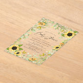 水エレガント色ひまわり&緑 アクリル招待状 (レイダウン)