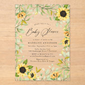 水エレガント色ひまわり&緑 アクリル招待状 (正面)