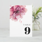 水エレガント色ほこりっぽいバラフローラテーブル番号 招待状 (スタンド正面)